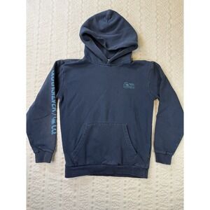 Quiksilver Surf Hoodie Youth Small Blue Graphic Back Logo Pullover